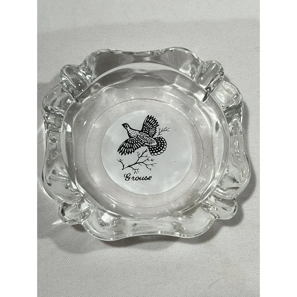 Game Bird Ashtray Set Lot Of 3 Glass‎ Grouse Pheasant Hunting Decor